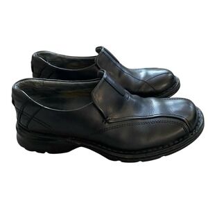 Clarks Loafer Men 7M EU 39.5 Black Leather Slip On Padded Comfort Office Wear